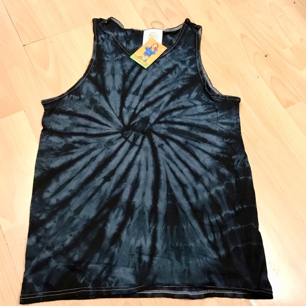 Cotton Tie Dye Black Swirl Vest Top