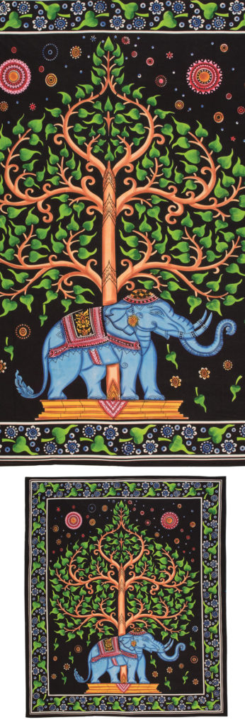 Handbrush Elephant And Tree Bedcover-Wallhanging by Namaste