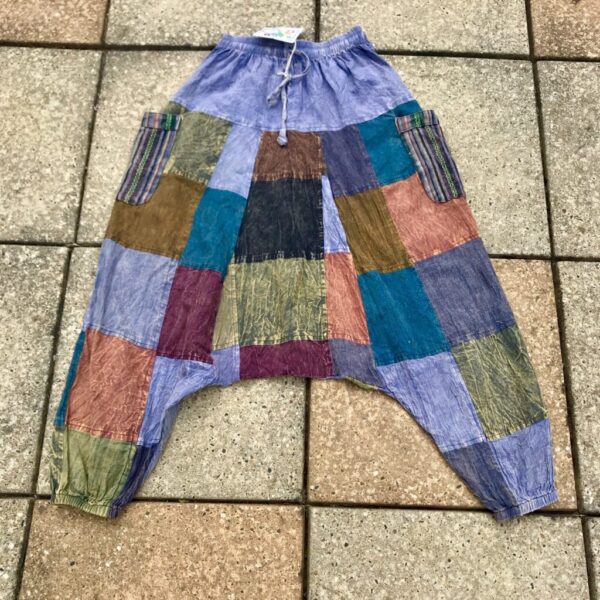 Stonewashed Cotton Patchwork Harem 