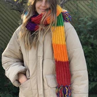 100% Wool Rainbow Stripe Scarf