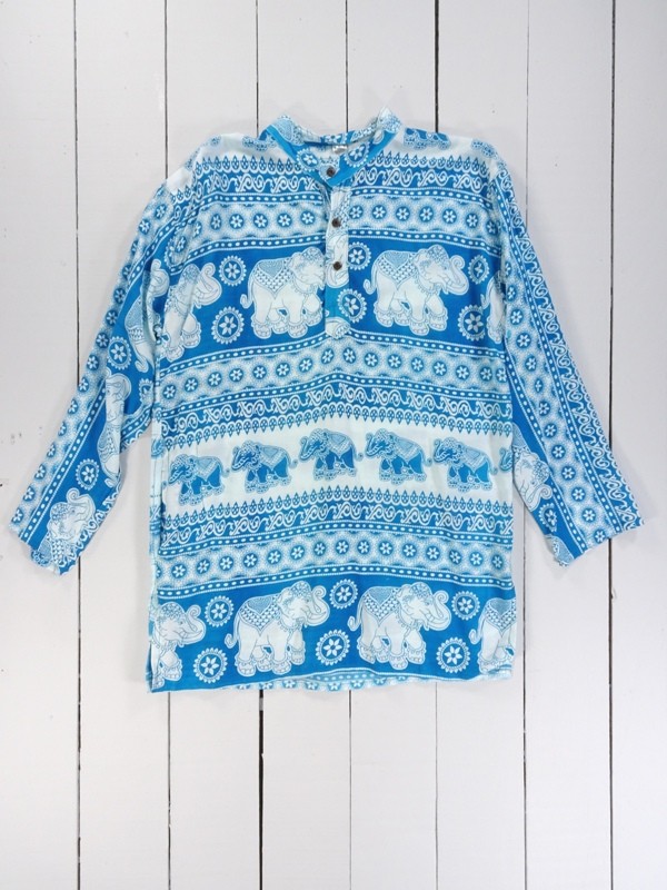 Elephant Print Grandad Shirt