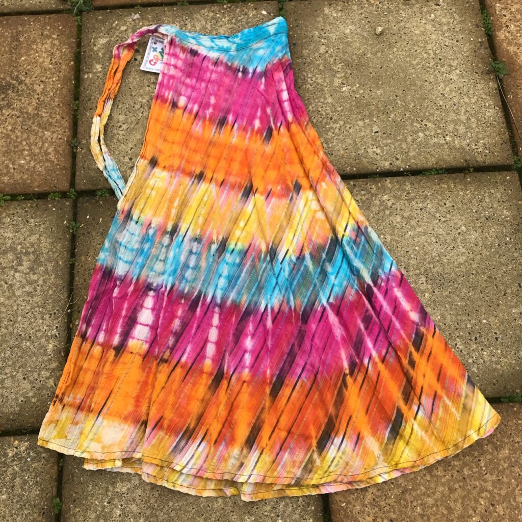 Rainbow Tie Dye Long Wrap Skirt by Gringo