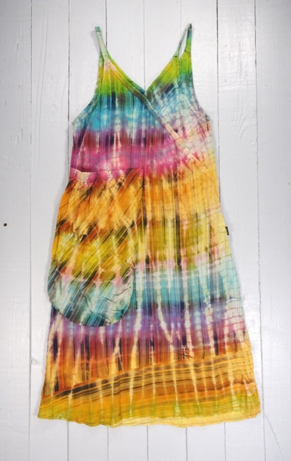 Rainbow Tie Dye Strappy Long Dress by Gringo