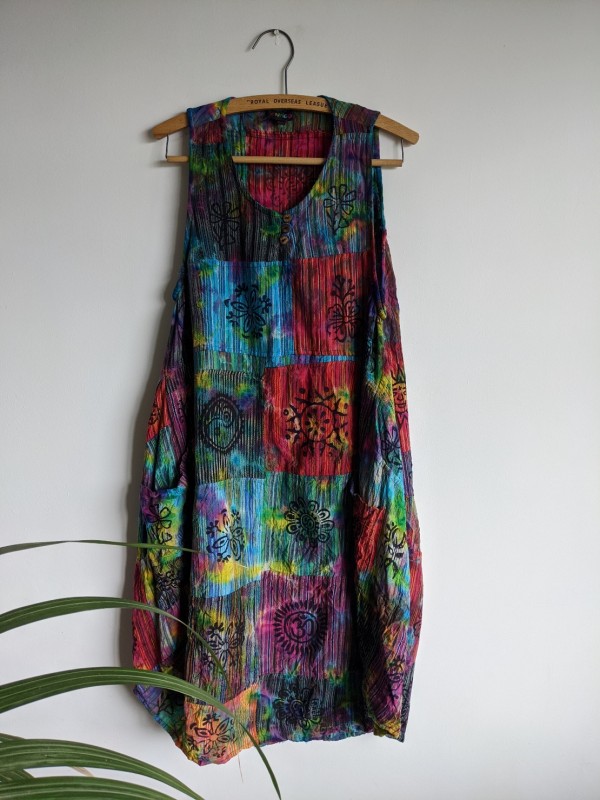 Tie Dye Patchwork Balloon Dress