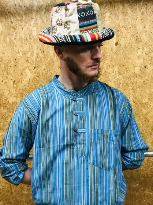 Assorted Nepalese Stripe Grandad Style Collar Shirts