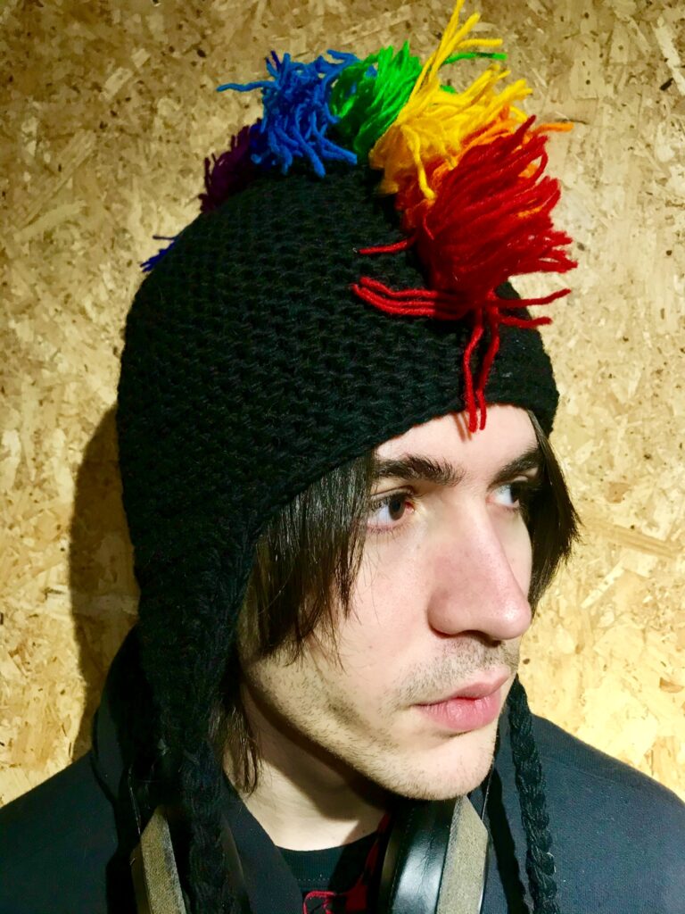 100% Wool Fleece Lined Rainbow Mohawk Hat