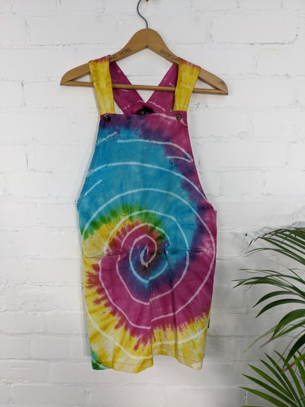 Rainbow Tie Dye Dungaree Short Dress