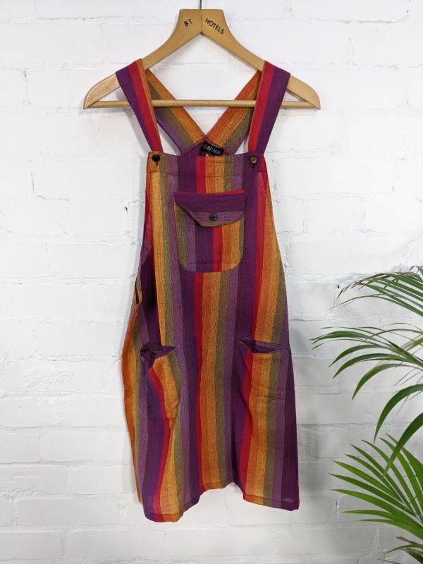 Rainbow Stripe Dungaree Short Dress