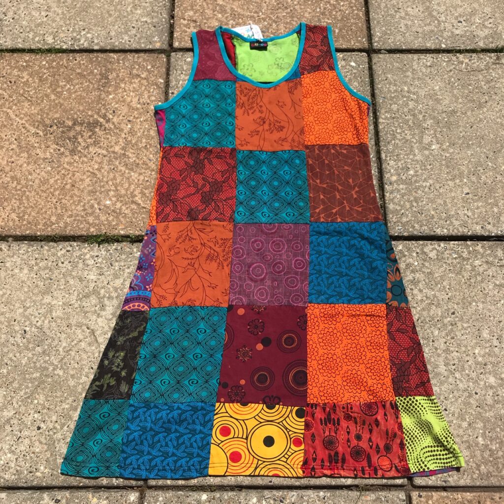 Cotton Sinka Hippy Festival Patchwork Sleeveless Dress by Gringo