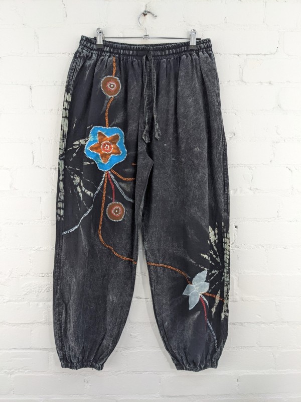 Cotton Appliqué Detail Aladdin Style  Pants by Gringo