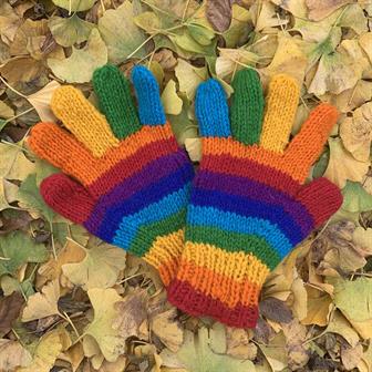 Nepalese Wool Rainbow Full Finger Gloves