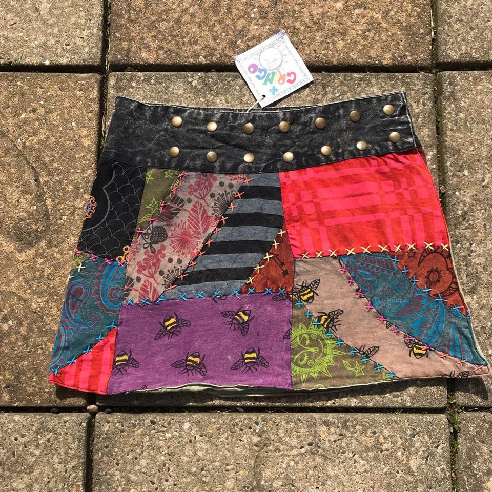 Cotton Sinka Multi Patchwork Wrap Skirt by Gringo