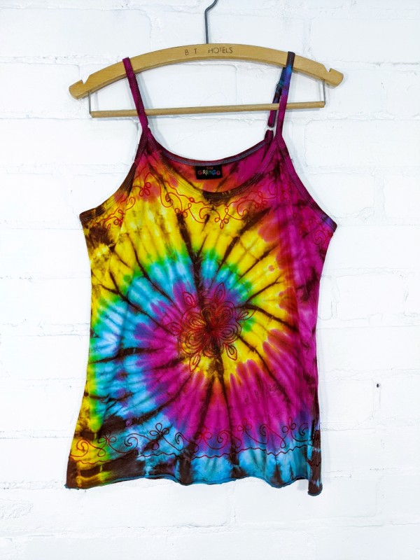 Embroidered Tie Dye Vest Top by Gringo