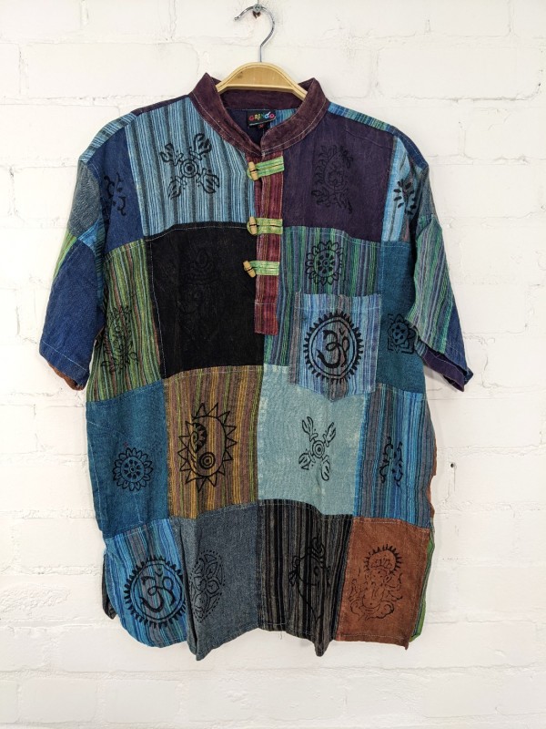 Cotton Assorted Short Sleeve Patchwork Shirt by Gringo