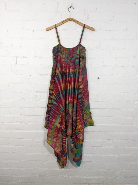 Rayon Tie Dye Pointy Hem Dress by Gringo