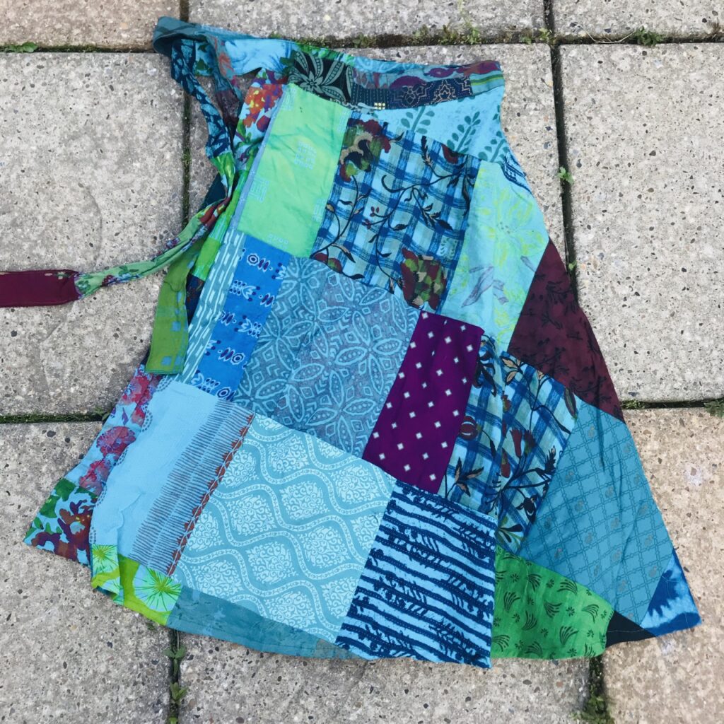 Cotton Patchwork Mid Length Wrap Skirt by Hippy Buddy