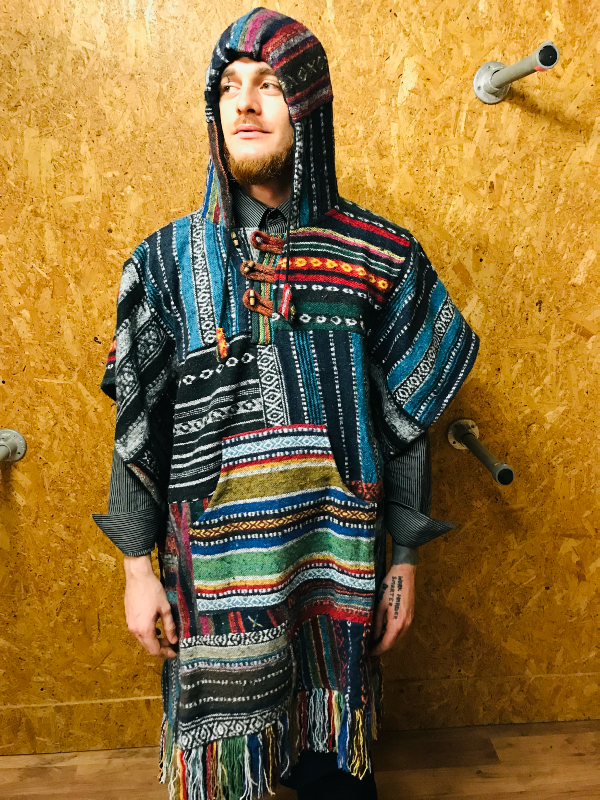 Nepalese Gheri Thick Cotton Patchwork Poncho