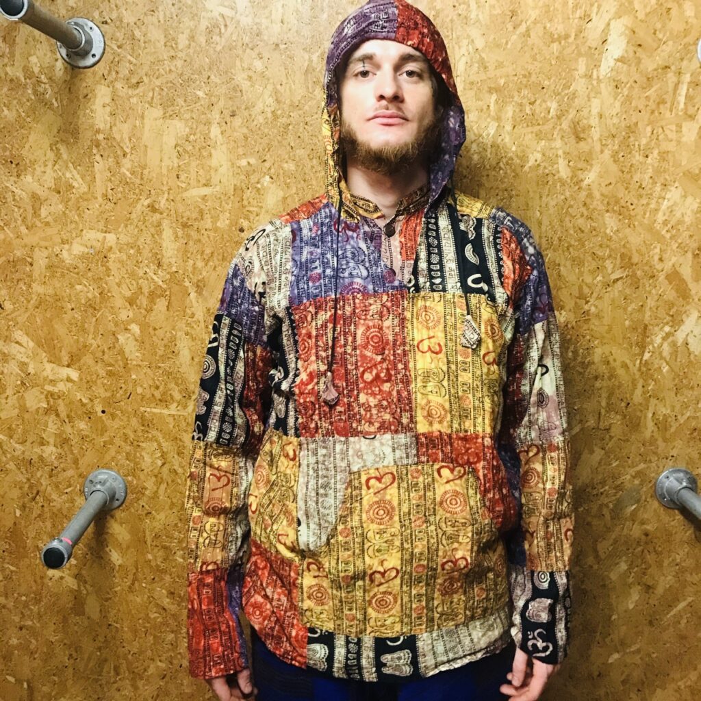 Cotton Patchwork Hoody with Bleached out Detailing by Gringo