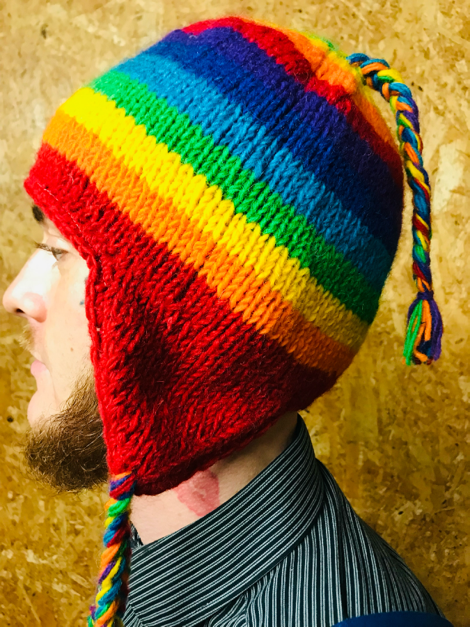 Rainbow Wool Fleece Lined Inca Hat