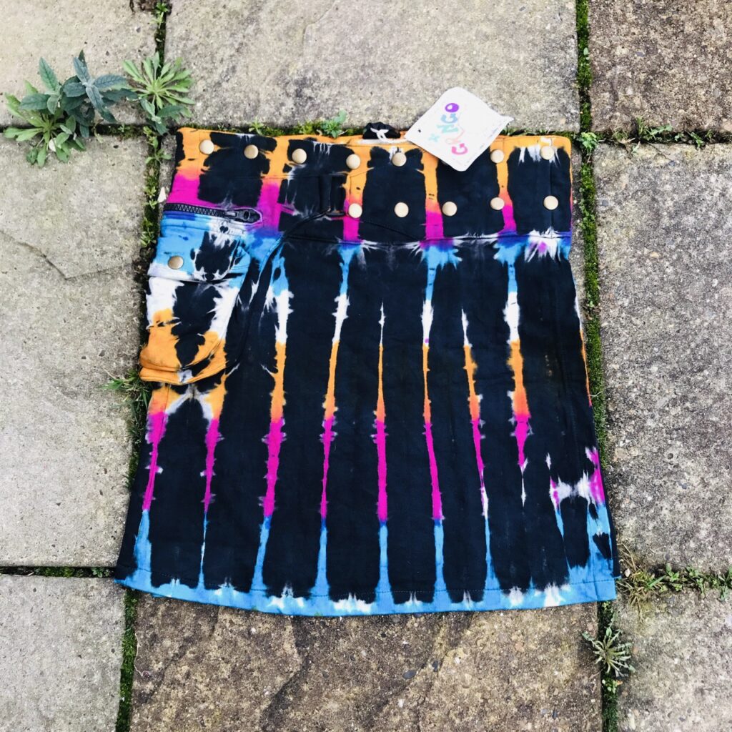 Cotton Popper Wrap Tie Dye Short Skirt by Gringo