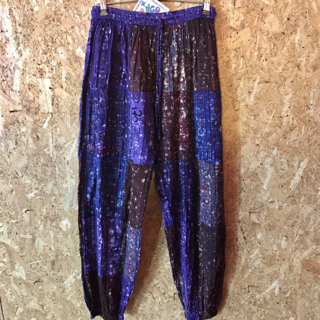 Cotton Patchwork Aladdin Pants with Bleached Detailing by Gringo