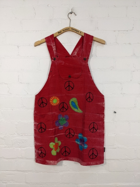 Cotton Appliqué Short Dungaree Dress by Gringo