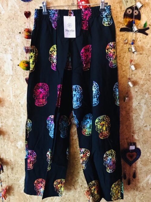 Rayon Screen Print Straight Leg Pants