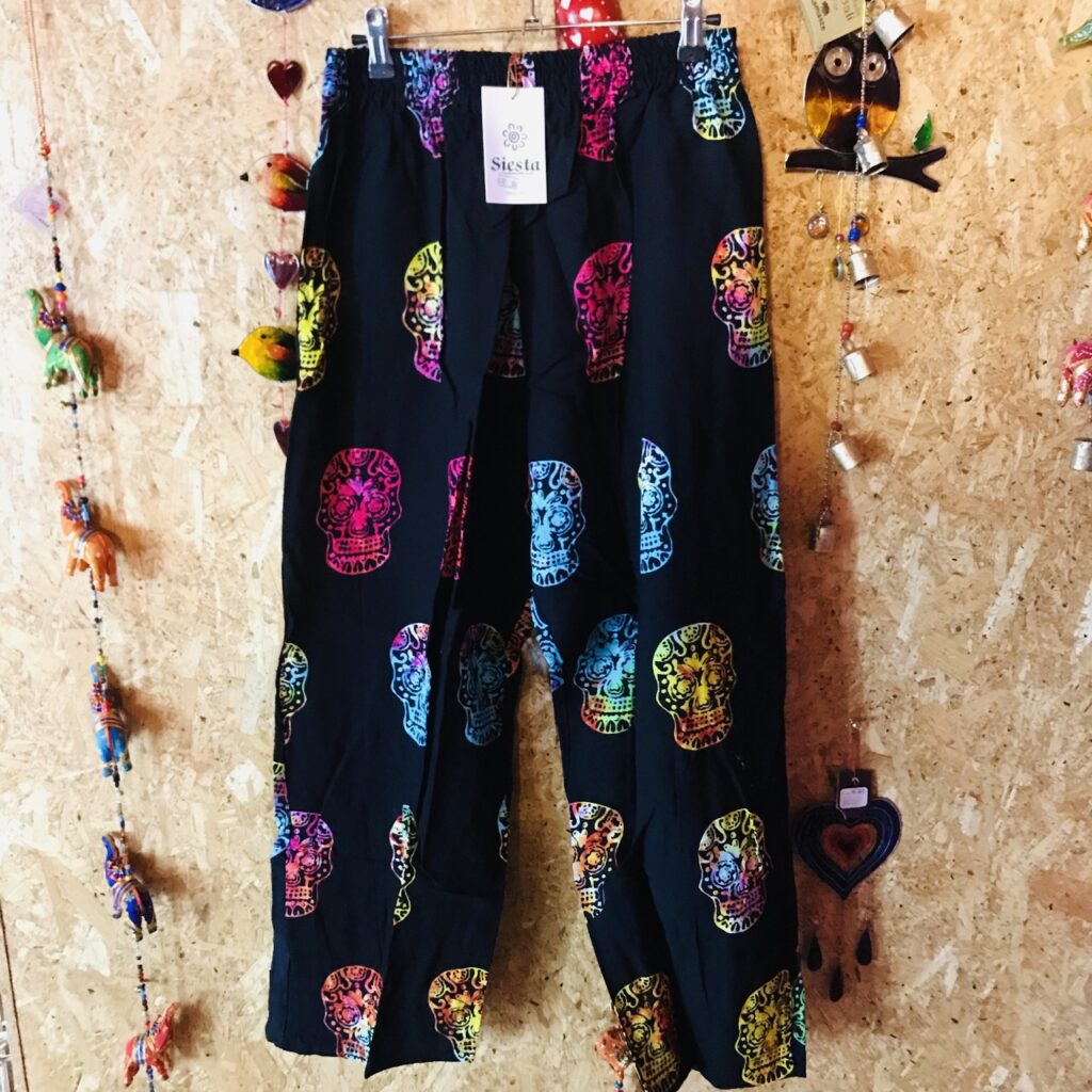 Rayon Screen Print Straight Leg Pants