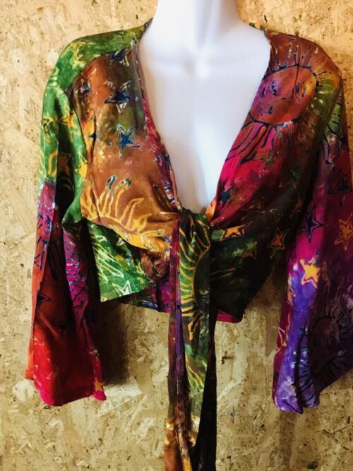 Celestial Print Wrap Top