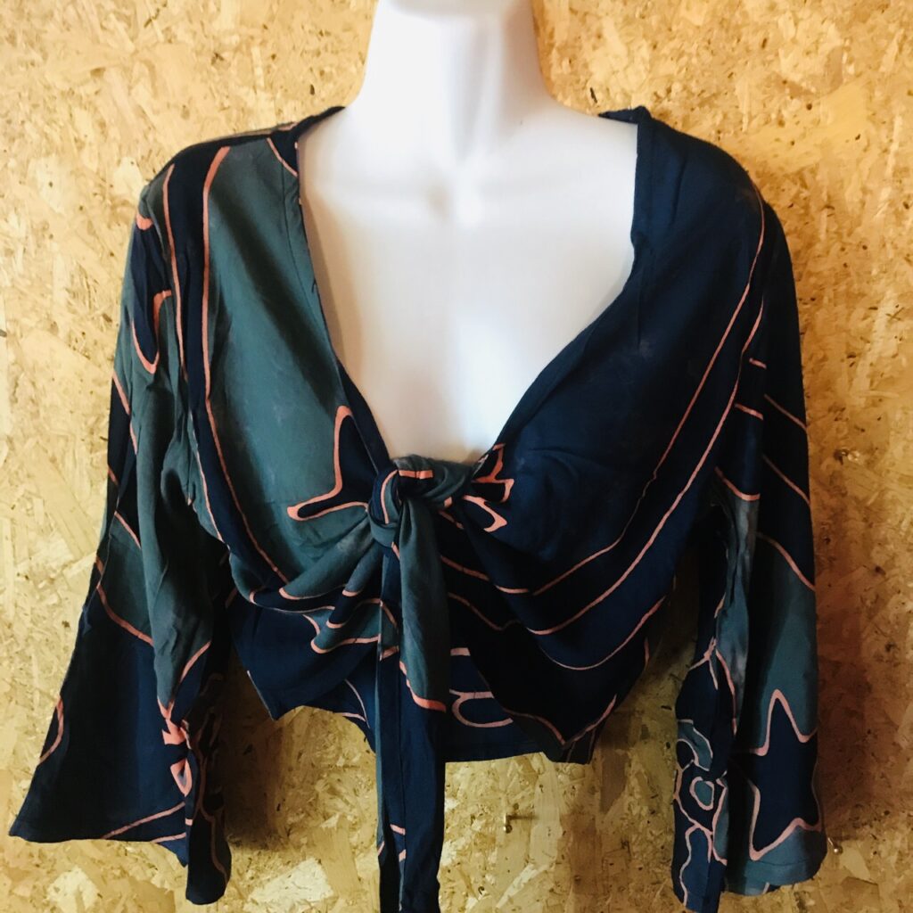 Bali Printed Wrap Tie Top