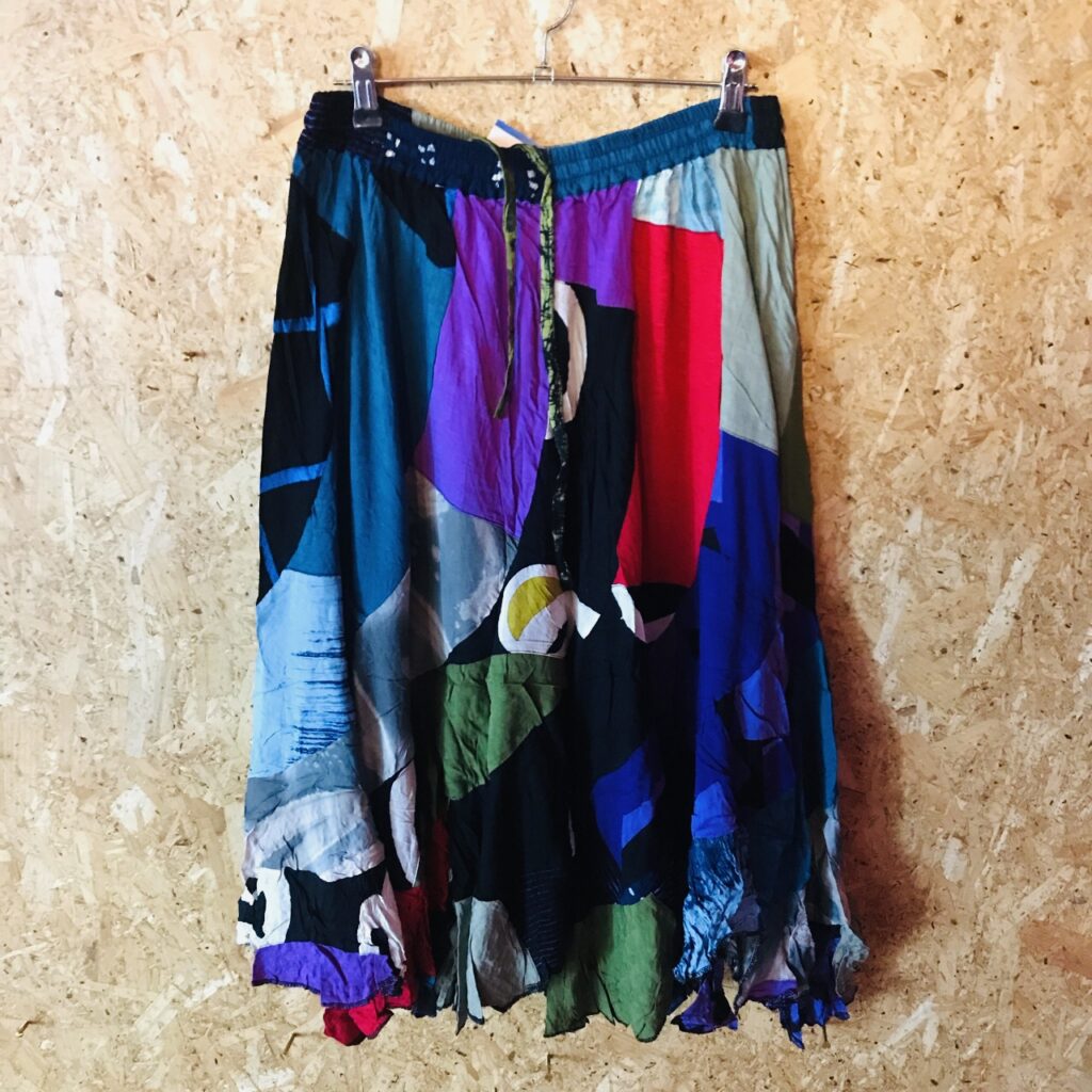 Assorted Rayon Bali Mid Length Patchwork Skirt