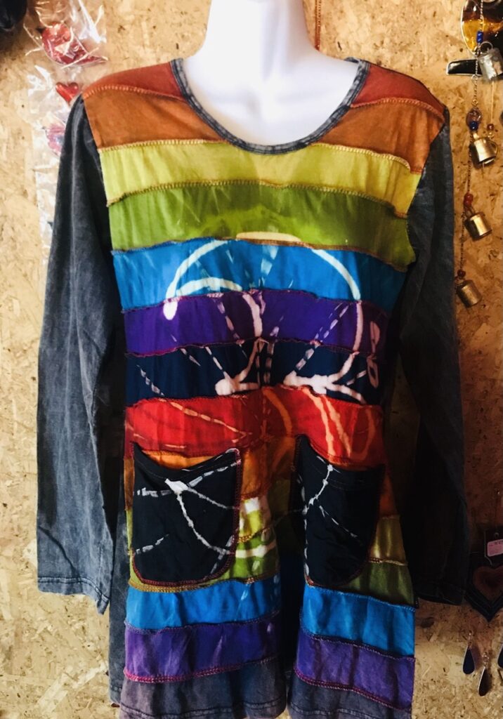 Cotton Sinka Rainbow 🌈 Stripe Tunic-Dress by Gringo