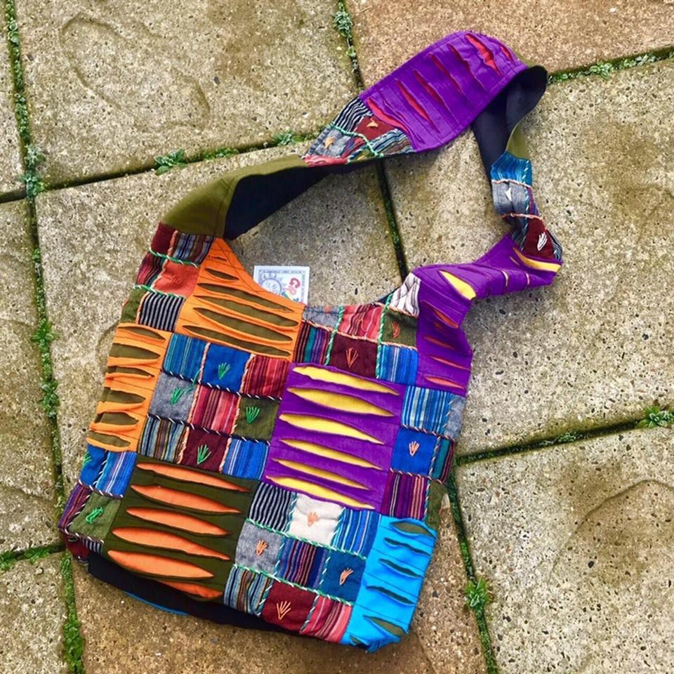 Cotton Patchwork Slashed Detailing Shoulder Bag by Gringo