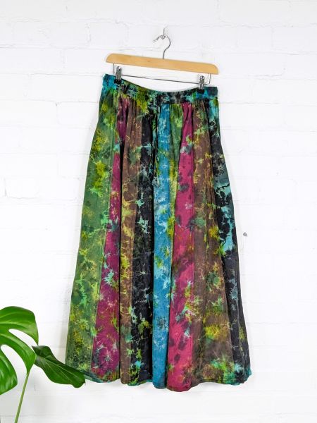 Cotton Tie Dye Panel Long Skirt by Gringo