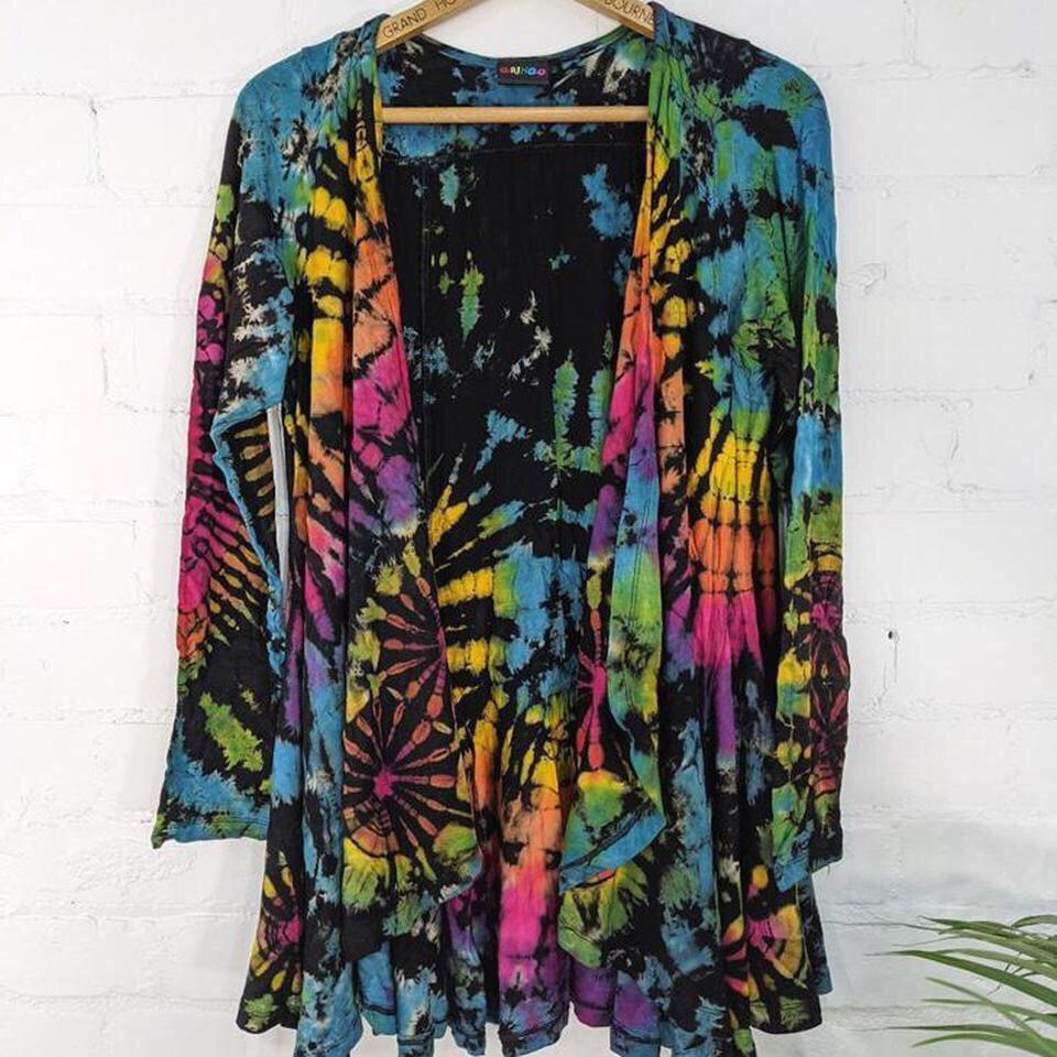 Viscose Black-Rainbow Tie Dye Jacket by Gringo