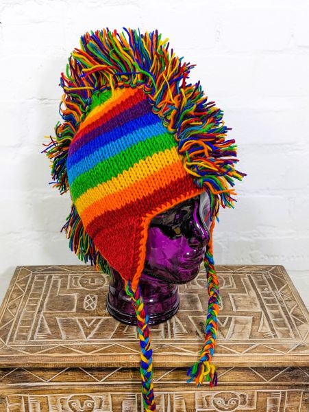 Rainbow 🌈 Wool Mohawk Hat by Gringo