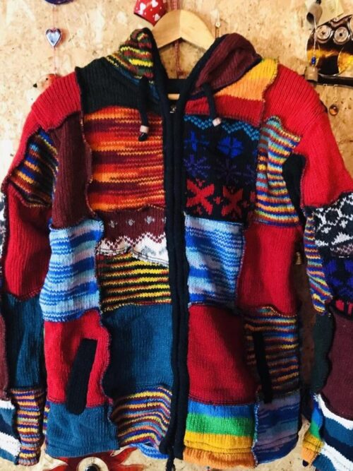 100%Wool Fleece Lined Patchwork Jacket