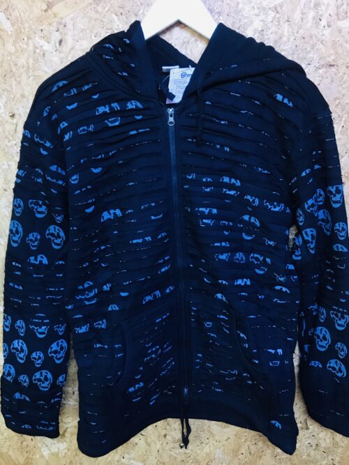 Nepalese Fleece Lined Cotton Rib Jacket Skull Print