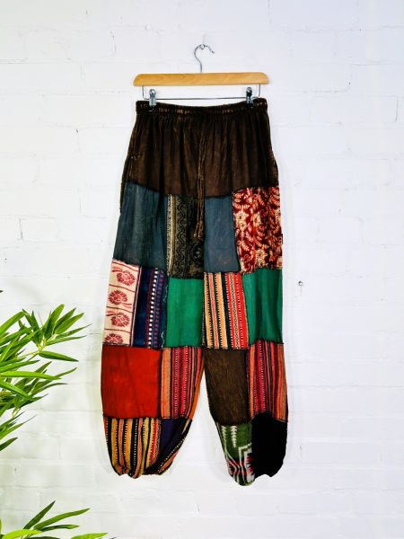 Cotton-Acrylic Patchwork Aladdin Pants by Gringo