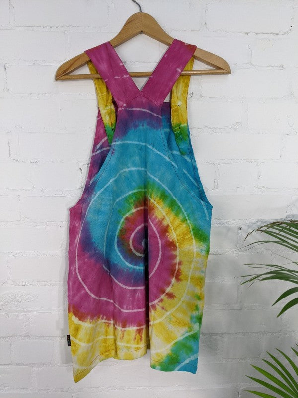 Rainbow Tie Dye Dungaree Short Dress image 1