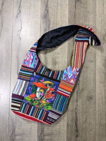 Patchwork Shoulder Bag with Mushroom 🍄 Detailing by Gringo