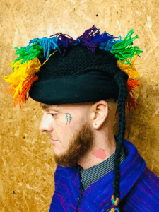 100% Wool Fleece Lined Rainbow Mohawk Hat image 1