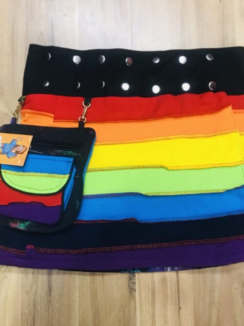 Nepalese Rainbow 🌈 Stripe Reversible Popper Wrap Short Skirt image 0