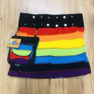 Nepalese Rainbow 🌈 Stripe Reversible Popper Wrap Short Skirt image 0