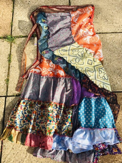 Nepalese Sari Tiered Flamenco Style Wrap Skirt image 0