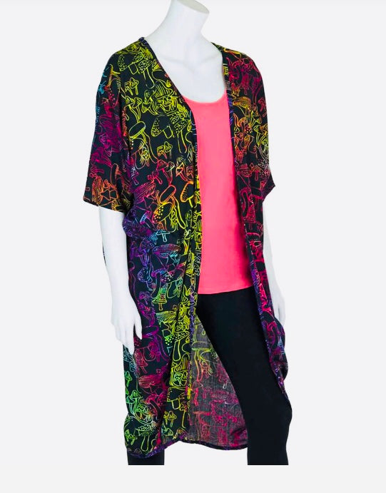 Long Mushroom 🍄 Print Open Jacket-Top by Siesta
