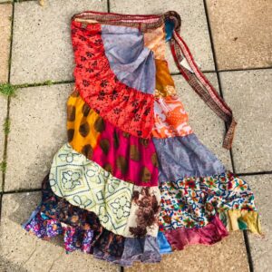 Nepalese Sari Tiered Flamenco Style Wrap Skirt image 2