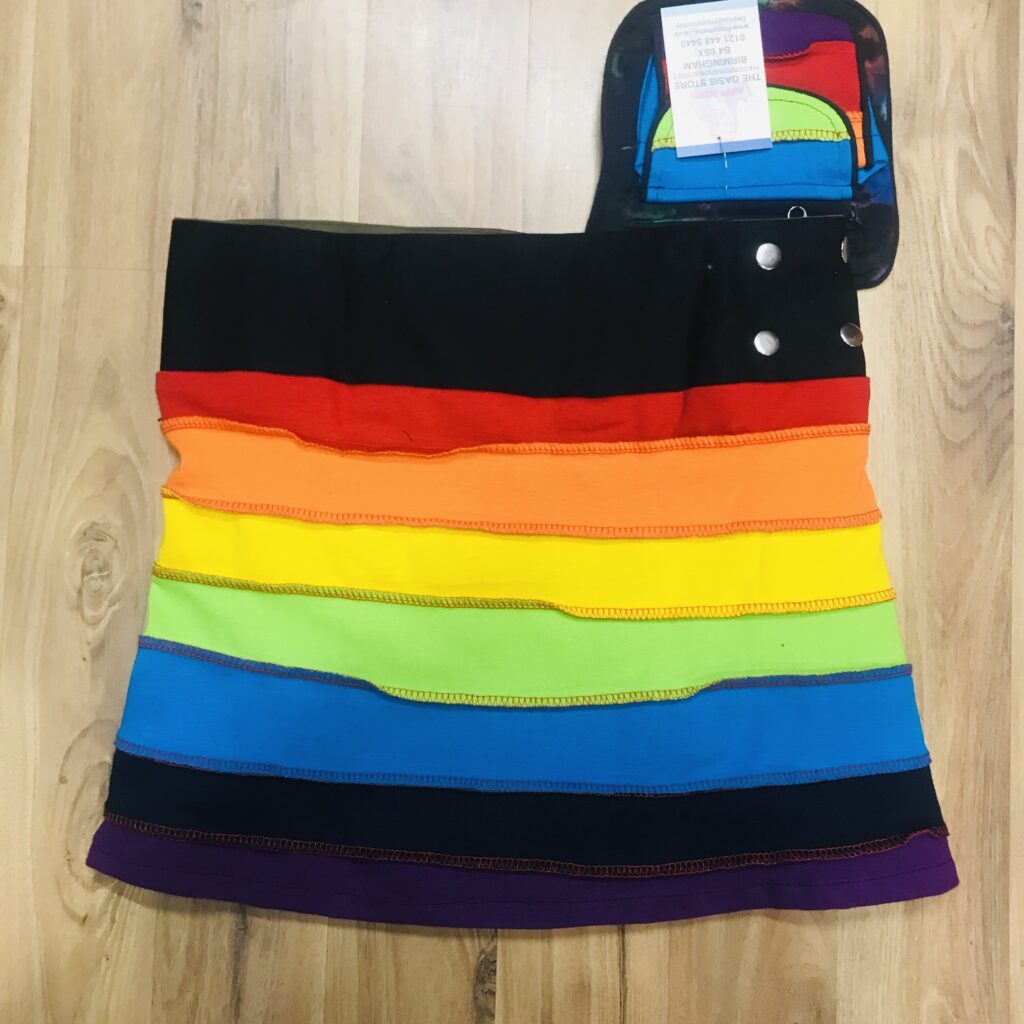 Nepalese Rainbow 🌈 Stripe Reversible Popper Wrap Short Skirt image 2