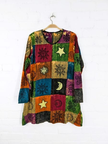 Cotton Rib Patchwork Tunic-Dress with Appliqué by Gringo image 0