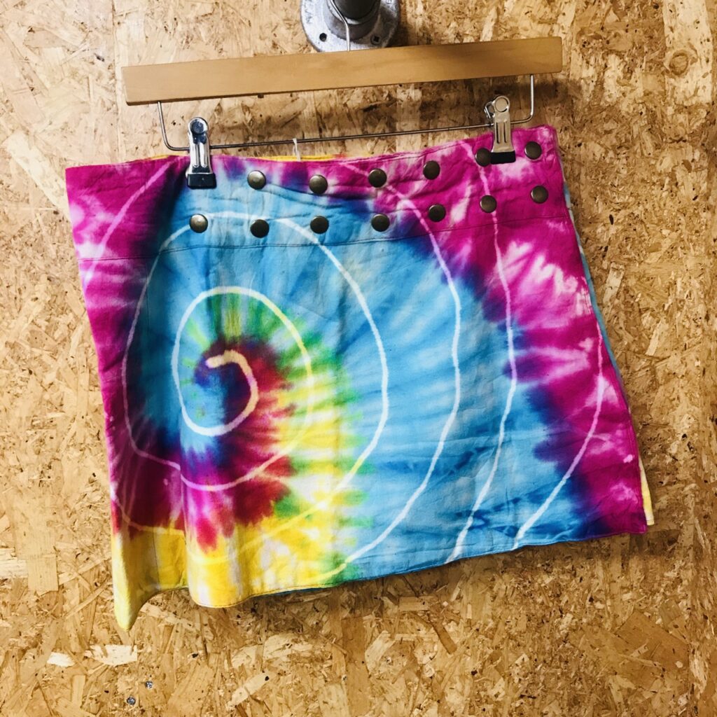 Rainbow Tie Dye Popper Fastening Short Wrap Skirt by Gringo image 0